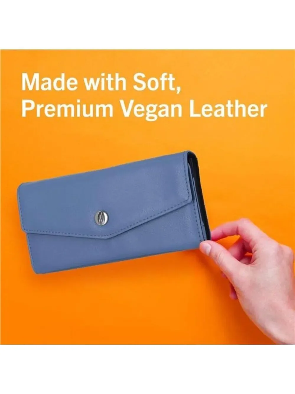 RFID Vegan Leather Wallet for Women Slim Clutch Card Holder Coin Purse Organizer